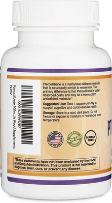 Птеростильбен Double Wood Pterostilbene 100мг, 60 капсул