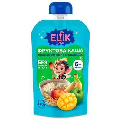 Каша фруктова Elfik Magic Вітамінний Мікс Мультизлак, 110 г
