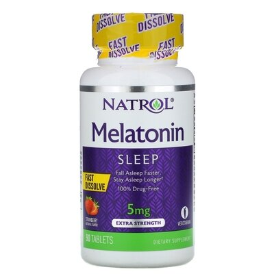 Мелатонін Natrol Melatonin швидкорозчинний смак полуниці 5 мг, 90 таблеток