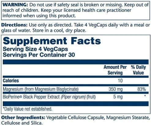 Магній гліцинат Solaray Magnesium Glycinate 350 мг, 120 капсул