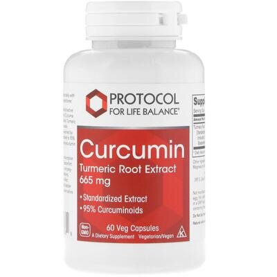 Куркумін екстракт кореня куркуми Protocol for Life Balance Curcumin Turmeric 665 мг, 60 вегетаріанських капсул
