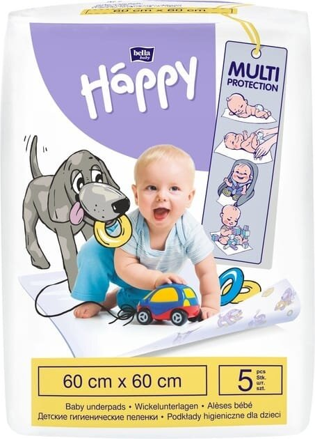 Пелюшки Bella Baby Happy одноразові поглинаючі, 60 x 60 см, 5 шт