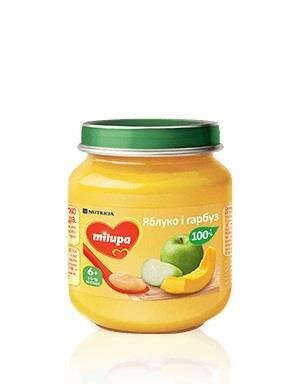 Пюре фруктове Milupa Яблуко і Гарбуз для дітей з 6 місяців, 125 г