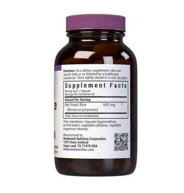 Червоний дріжджовий рис 600 мг Bluebonnet Nutrition Red Yeast Rice, 60 вегетаріанських капсул