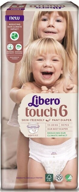 Підгузки-трусики Libero Touch Pants розмір 6, 13-20 кг, 30 шт