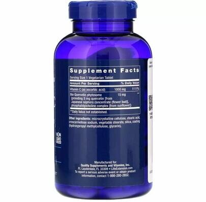 Вітамін С + біо-кверцетин Life Extension Vitamin C and Bio-Quercetin Phytosome, 250 вегетаріанських таблеток