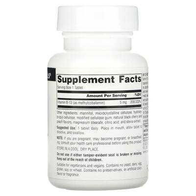 Вітамін В12 Source Naturals B-12 Fast Melt 5 мг, 60 таблеток