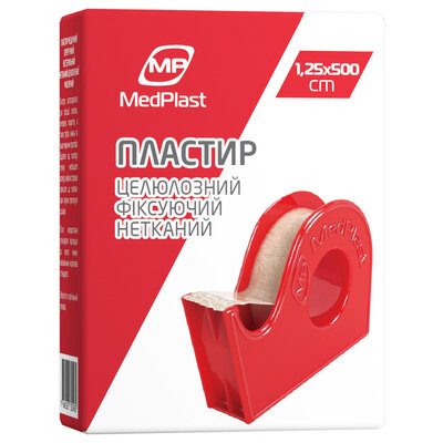 Пластир медичний MP MedPlast целюлозний фіксуючий нетканий, 1,25 см х 500 см, 1 штука