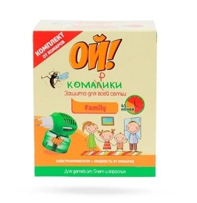 Комплект Ой! Комарики Family електрофумігатор + рідина від комарів, 30 мл