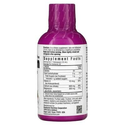 Кальцій та Магній цитрат + Вітамін D3 Bluebonnet Nutrition натуральний смак ягідного асорті, 472 мл