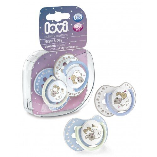Пустушка силіконова Lovi Night & Day динамічна, 22/809boy, 0-3 місяці, 2 шт