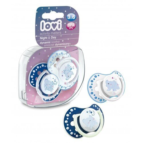 Пустушка силіконова Lovi Night & Day динамічна, 22/809boy, 0-3 місяці, 2 шт