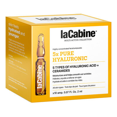 Висококонцентровані ампули для обличчя La Cabine 5 x Pure Hyaluronic проти зморшок зволожуючі, 10 шт х 2 мл