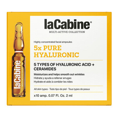 Висококонцентровані ампули для обличчя La Cabine 5 x Pure Hyaluronic проти зморшок зволожуючі, 10 шт х 2 мл