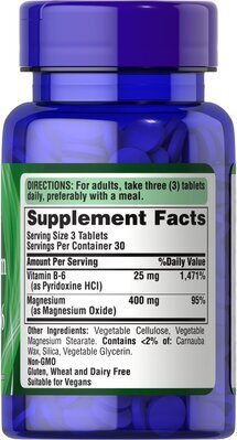Магній з вітаміном B6 Puritan's Pride Magnesium with Vitamin B6, 90 таблеток