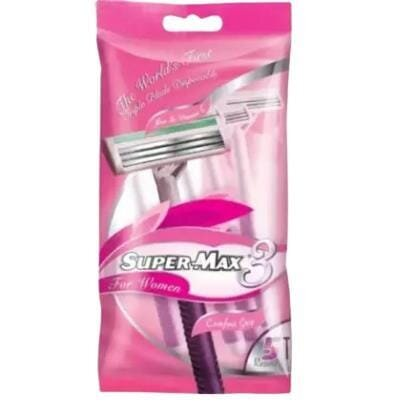 Бритви Super-max Comfort Grip одноразові з трьома лезами жіночі, 5 шт