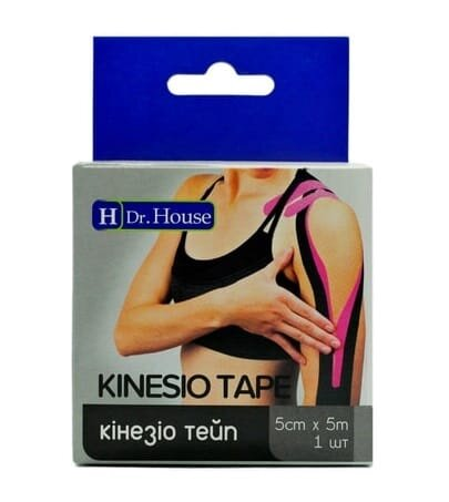 Кінезіо тейп H Dr. House 5 см х 5 м, чорний