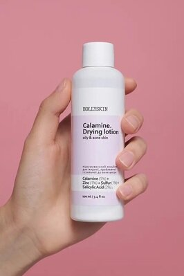 Лосьйон для обличчя Hollyskin Calamine підсушувальний для жирної проблемної і схильної до акне шкіри, 100 мл