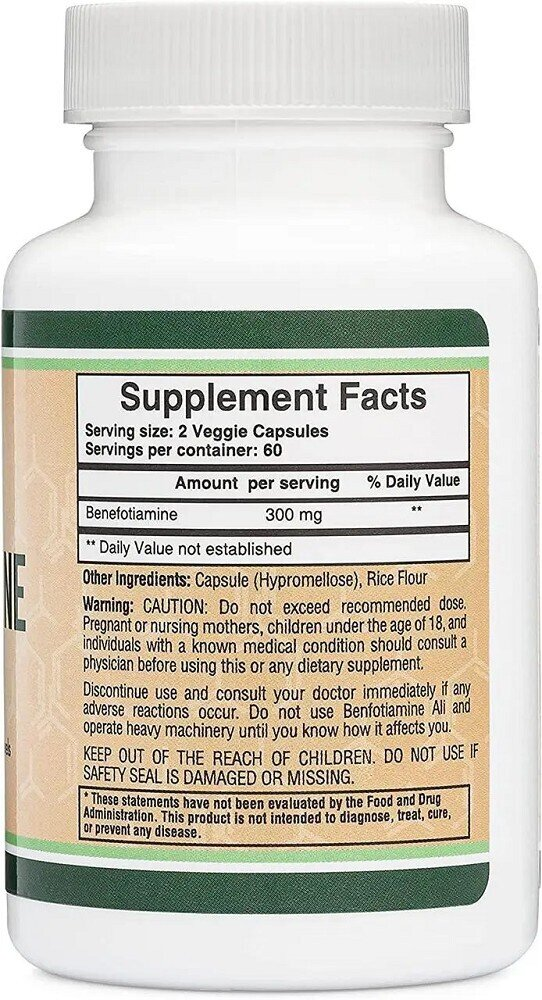 Бенфотіамін Double Wood Benfotiamin 300 mg, 120 капсул