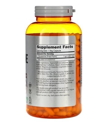 L-глютамін NOW Sports L-Glutamine 1000 мг вег. капсули №240