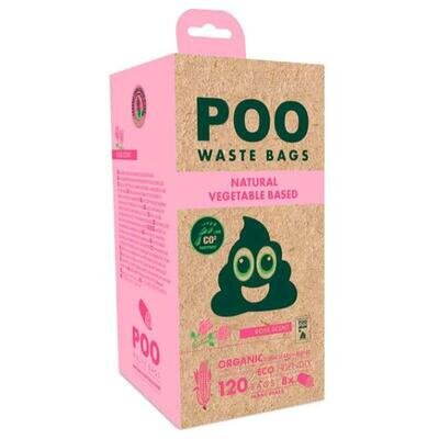 Пакети M-Pets POO Dog Waste Bags Rose для прибирання за тваринами з ароматом троянди, 120 штук