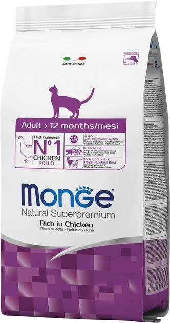 Корм сухий Monge Cat Adult для котів всіх порід зі смаком курки та рису, 400 г