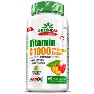 Вітамін С 1000 з екстрактом ацероли Amix Nutrition GreenDay GreenDay ProVegan Vitamin C 1000 with Acerola Extract веганські капсули №60