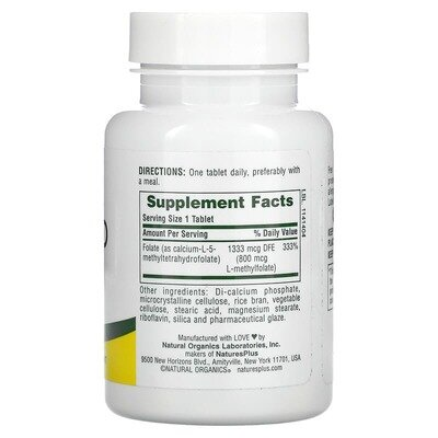 Фолієва кислота Nature's Plus Folic acid 800 мкг, 90 таблеток