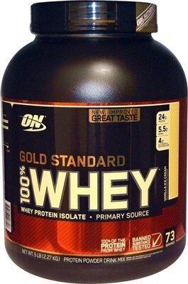 Протеїн Optimum Nutrition Gold Standard 100% Whey, ванільне морозиво, 2,27 кг