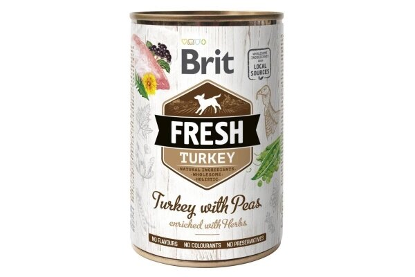 Корм вологий для собак Brit Mono Protein з індичкою та горошком, 400 г
