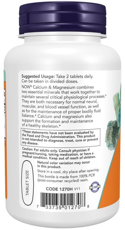 Кальцій та магній NOW Calcium & Magnesium таблетки №100