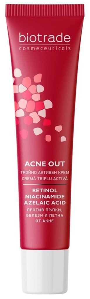 Крем для обличчя Biotrade Acne Out триактивний проти акне та постакне з ретинолом, азелаїновою кислотою і ніацинамідом, 30 мл