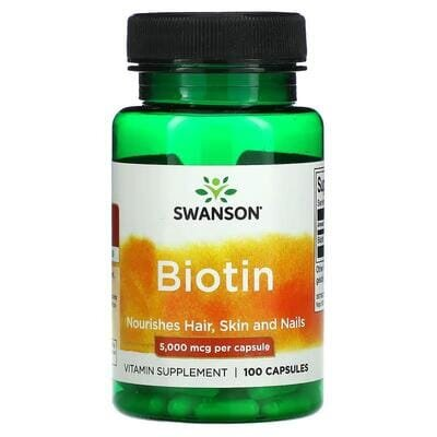 Біотин Swanson Biotin 5000 мкг, 100 капсул