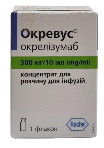 Окревус концентрат для р-ну д/інф. по 300 мг/10 мл по 10 мл №1 у флак.
