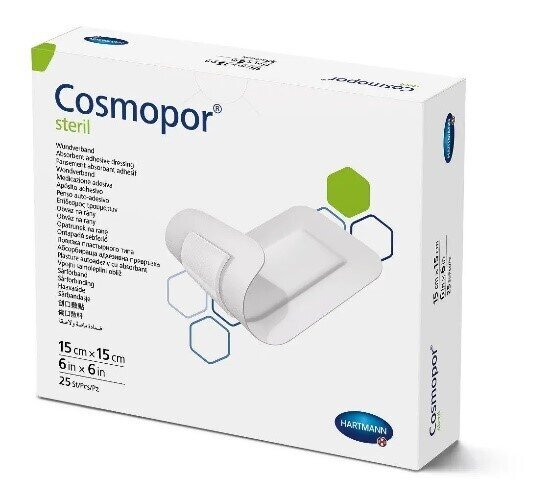 Пов'язка пластирна Cosmopor E steril для закриття ран 15 см х 15 см стерильна, 1 штука