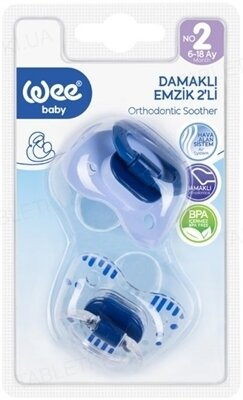 Набір пустушок силіконових Wee Baby №2, ортодонтичні 6-18 місяців, 2 шт