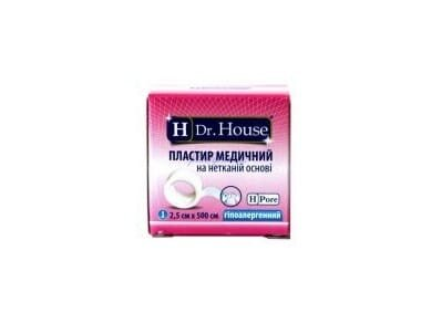 Пластир медичний Dr. House H-Pore на нетканій основі, 2,5 см х 500 см, в картонній упаковці, 1 штука