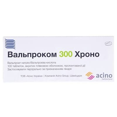 Вальпроком 300 хроно таблетки, в/плів. обол., прол./д. №100 (10х10)
