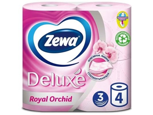 Туалетний папір Zewa Deluxe Delicate Care Орхідея тришарова, 4 рулони
