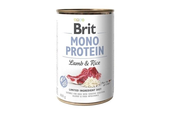 Корм вологий для собак Brit Mono Protein з ягнятком та темним рисом, 400 г