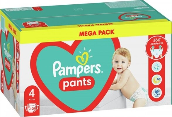 Підгузки-трусики Pampers Pants дитячі розмір 4, 9-15 кг, 108 шт