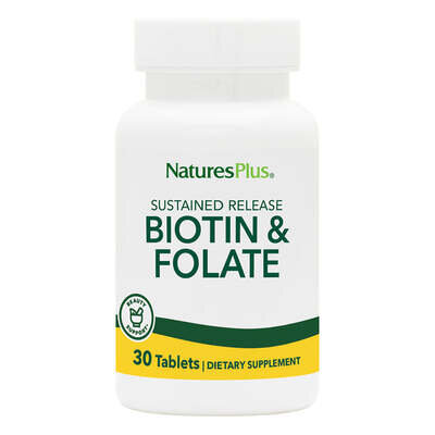 Біотин та фолієва кислота Nature's Plus Biotin & Folic Acid, 30 таблеток