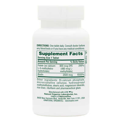 Біотин та фолієва кислота Nature's Plus Biotin & Folic Acid, 30 таблеток