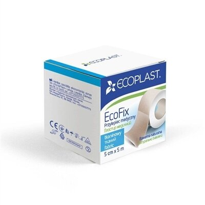 Пластир медичний Ecoplast EcoFix на тканій основі 5 см х 5 м, папер. упак.