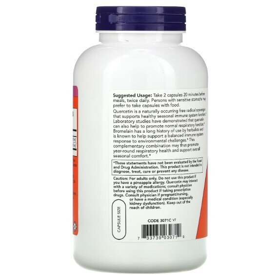 Кверцетин із Бромелайном NOW Quercetin with Bromelain вег. капсули №240