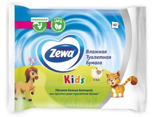 Туалетний папір вологий Zewa Kids Moist, 42 штуки