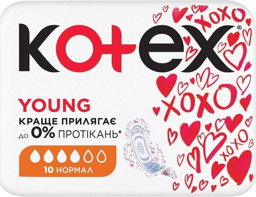 Прокладки гігієнічні Kotex Young нормал, сіточка, 10 шт