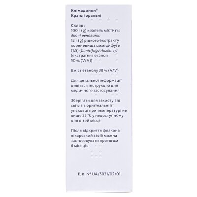Клімадинон краплі ор. по 50 мл у флак. з доз. пристр.