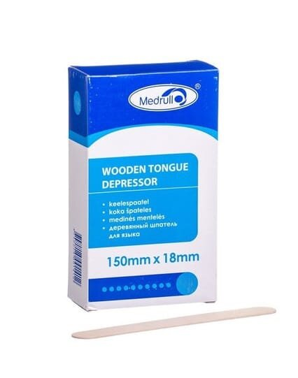 Шпатель отоларингологічний Medrull Wooden Tongue Depressor дерев'яний, в інд.уп., 150 мм х 18 мм, 1 штука