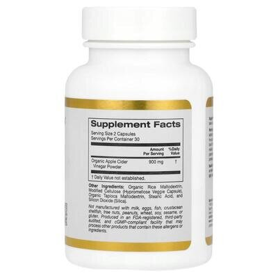 Яблучний оцет California Gold Nutrition Apple cider Vinegar, 60 капсул